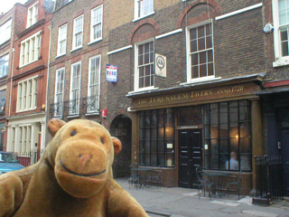 Mr Monkey approaching the Jerusalem Tavern