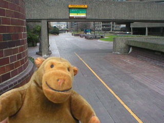 Mr Monkey looking at the yellow guiding line