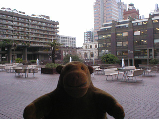 Mr Monkey in the courtyard outside the barbican
