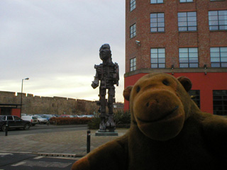 Mr Monkey looking at Paolozzi's Vulcan