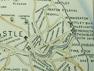 A tiled map of the old railway lines around the mouth of the Tyne