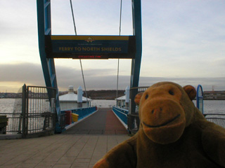 Mr Monkey waiting for the ferry in South Shields