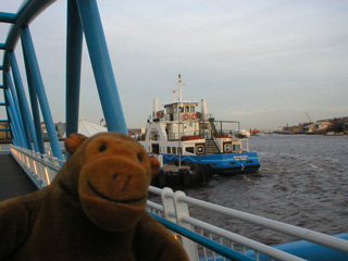 Mr Monkey scampering away from the North Shields ferry landing