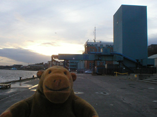 Mr Monkey looking back at the ice factory