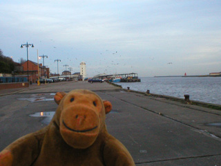 Mr Monkey looking east along the quay at North Shields