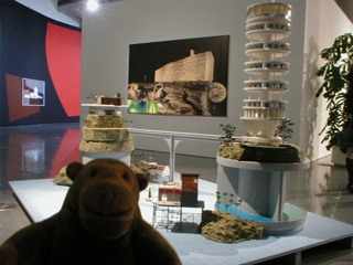 Mr Monkey looking at a piece with a long name by Matthew Houlding
