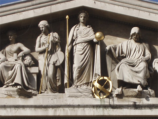 Statues on the pediment of the British Museum
