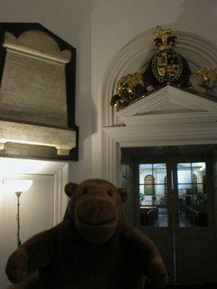 Mr Monkey outside the door to the nave