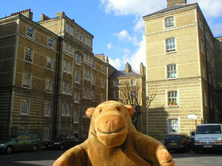 Mr Monkey looking at some Peabody Trust flats