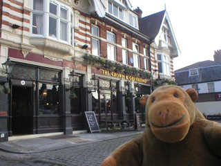 Mr Monkey outside the Crown and Greyhound in Dulwich Village