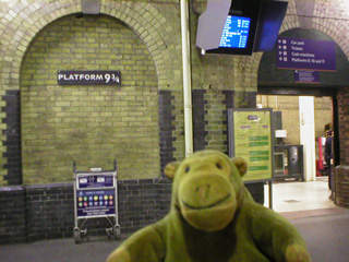 Mr Monkey deciding against trying to get onto Platform 9¾ at Kings Cross