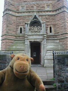 Mr Monkey looking at the entrance to Cabot's tower