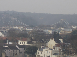 A distant view of the Clifton Suspension Bridge