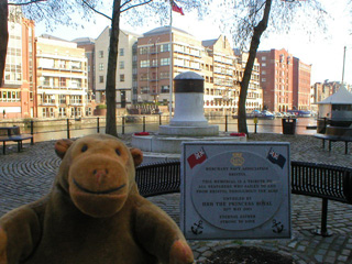 Mr Monkey looking at the Bristol Merchant Navy Association monument