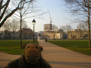 Mr Monkey looking across Queen Square