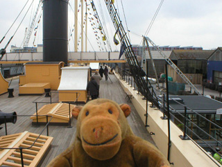 Mr Monkey looking towards the stern from the boarding platform