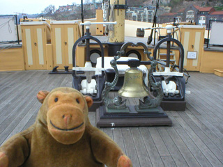 Mr Monkey looking at the forecastle of the ship