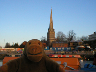 Mr Monkey looking back at Redcliffe Church