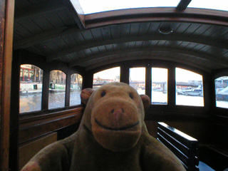 Mr Monkey looking at the rear cabin of the Emily