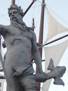 A close up of the statue of Neptune