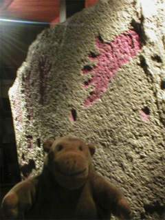 Mr Monkey with a bronze age grave slab