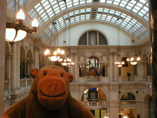 Mr Monkey examining the roof of the museum