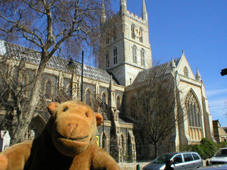 Mr Monkey outside Southwark cathedral