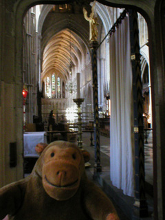 Mr Monkey looking west along the north choir and aisle