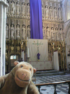 Mr Monkey looking at the High Altar and Great Screen