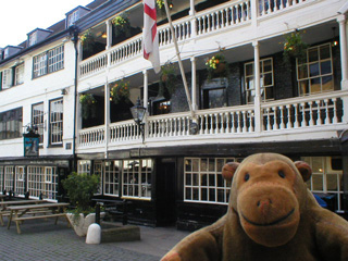 Mr Monkey looking at the George Inn