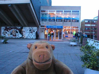 Mr Monkey outside the Chester Gateway theatre