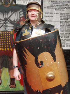 Mr Rik wearing Roman armour