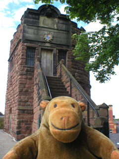 Mr Monkey in front of King Charles tower