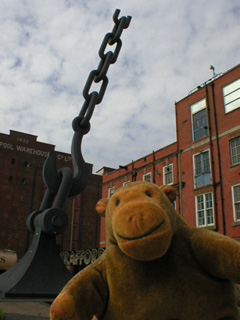 Mr Monkey examining one of the Skyhook sculptures