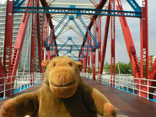 Mr Monkey crossing the Detroit bridge