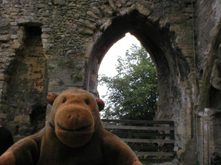 Mr Monkey looking at the main window of the Kings Chamber
