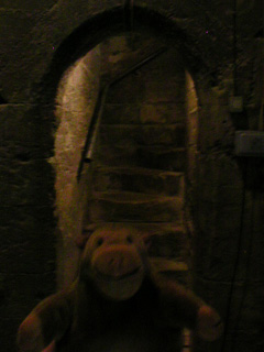 Mr Monkey scampering down a staircase in the King's Tower