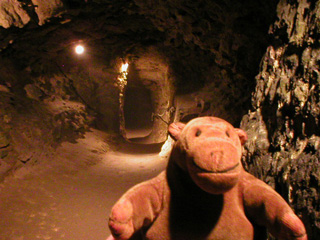 Mr Monkey in a secret passage beneath Knaresborough Castle