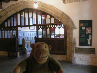 Mr Monkey approaching the chapel in the undercroft