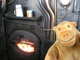 Mr Monkey on the footplate of the Green Arrow