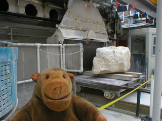 Mr Monkey looking at an Anderson-Grice primary stone saw