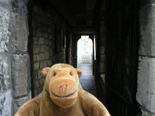 Mr Monkey looking into the passage across the back of Micklegate Bar
