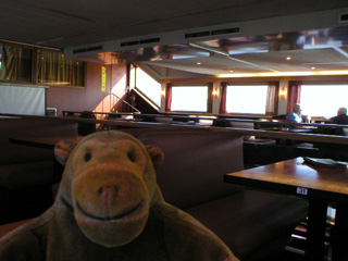 Mr Monkey inside the main cabin of the Seastar