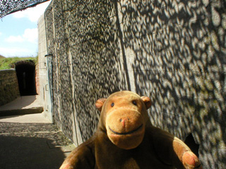 Mr Monkey outside the main command bunker