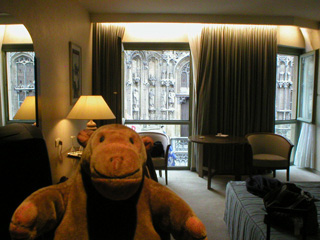 Mr Monkey in his hotel room