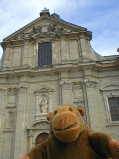 Mr Monkey outside St Peter's church