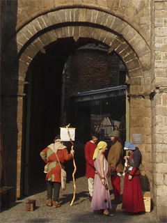 Medieval re-enactors guarding the Gravensteen