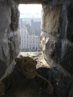 Mr Monkey looking through a narrow window