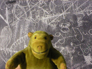 Mr Monkey in the blackboard hut