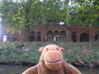 Mr Monkey looking at the old Institute of Pharmacodynamics